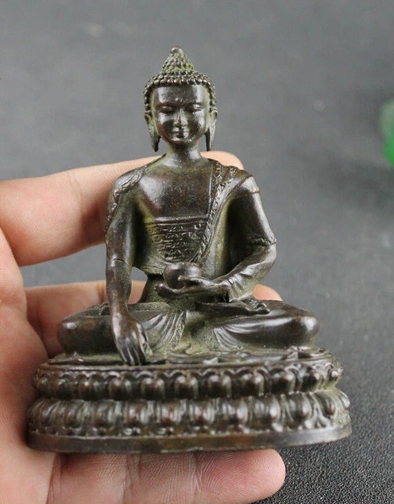 4 Inch Antique Brass Buddha Statue Brass Handmade Vintage Etsy
