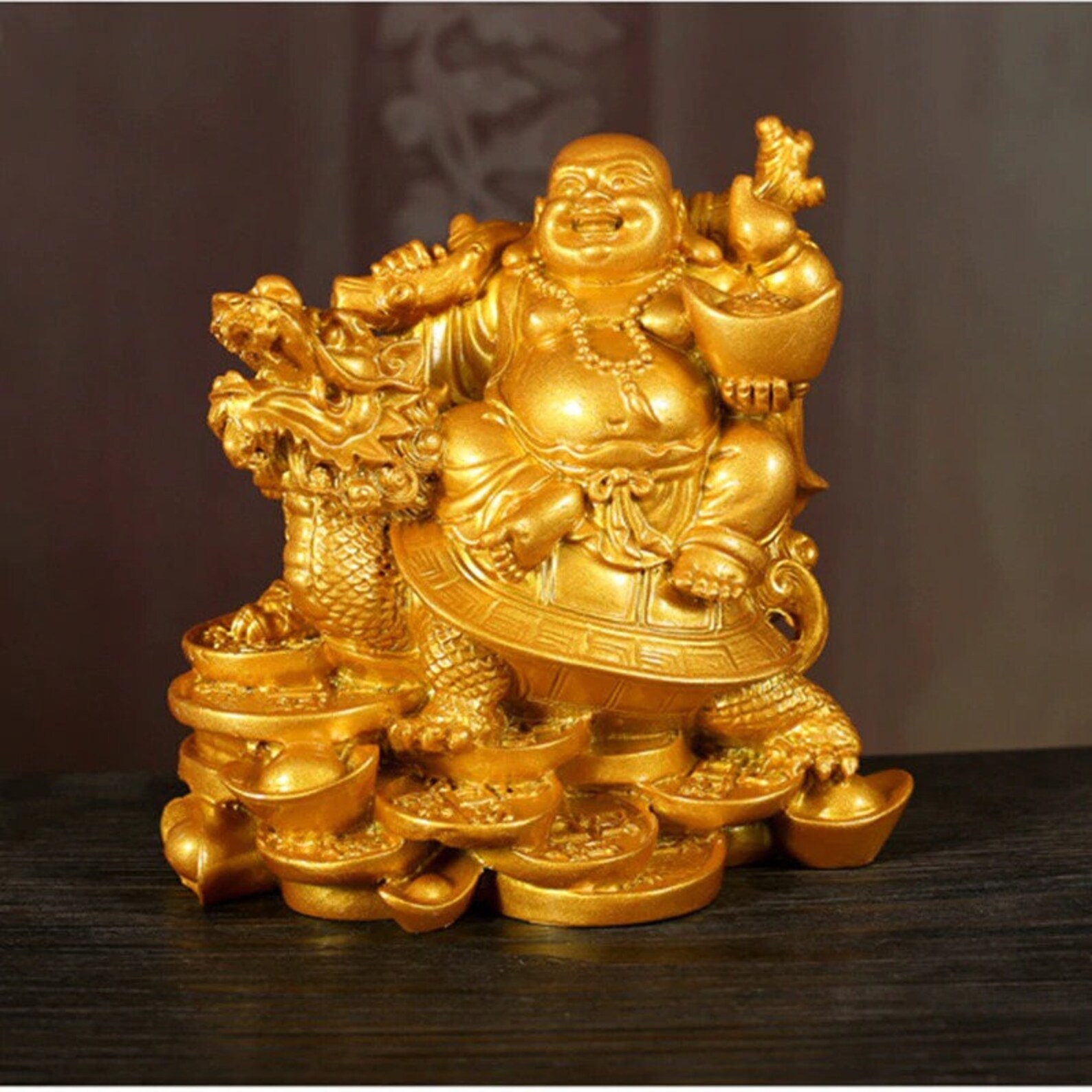 Laughing Buddha Statue Chinese Feng Shui Money Maitreya Buddha Etsy
