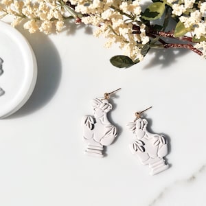 Athena, Marble Bust Earrings, Lightweight and Handmade Polymer Clay Greece Greek Mythology Earrings