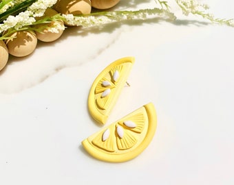 Lemon Slices, Lightweight and Handmade Polymer Clay Studs