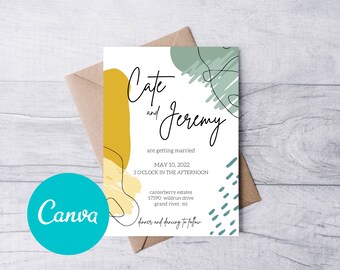 Bearbeitbare moderne abstrakte Hochzeitseinladung | Canva lädt ein | Moderne Hochzeit | Hochzeitseinladung Vorlage, Canvas
