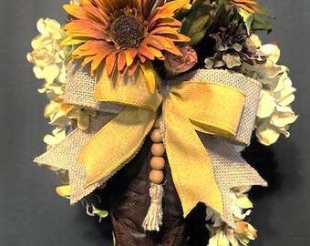 Western Farmhouse Cowboy Boot Décor &quot;Simply Sunflowers&quot;
