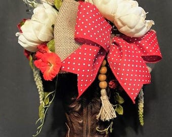 Western Farmhouse Cowboy Boot Décor &quot;Whimsical Florals&quot;