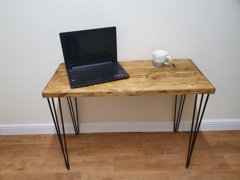 Solid Wood Handmade Rustic Hairpin Leg Desk Etsy UK