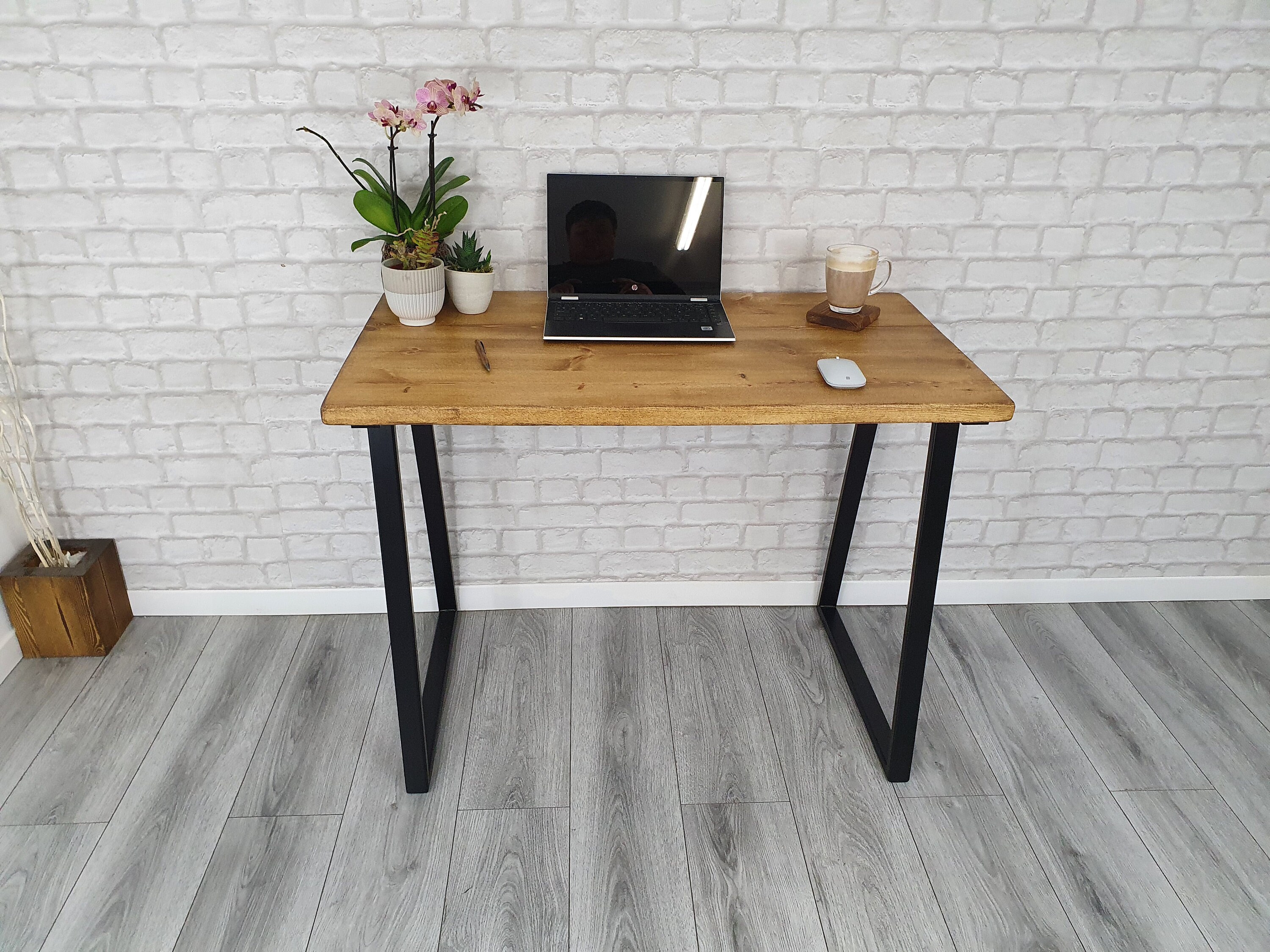 Bespoke Solid Wood Rustic Desk With Industrial Trapezium Metal - Etsy UK