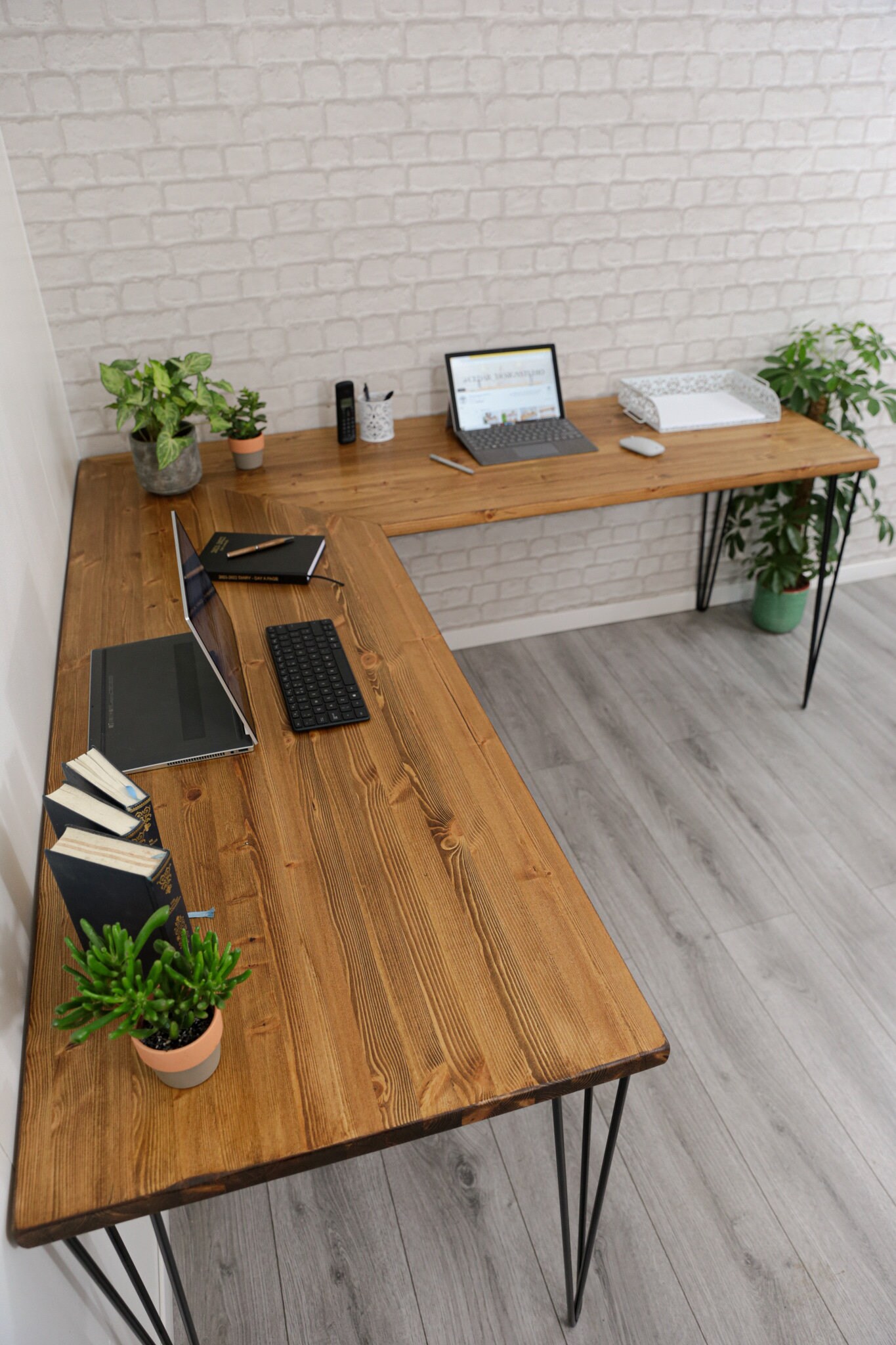 Bespoke wooden corner desk l shape desk hairpin legs etsy uk