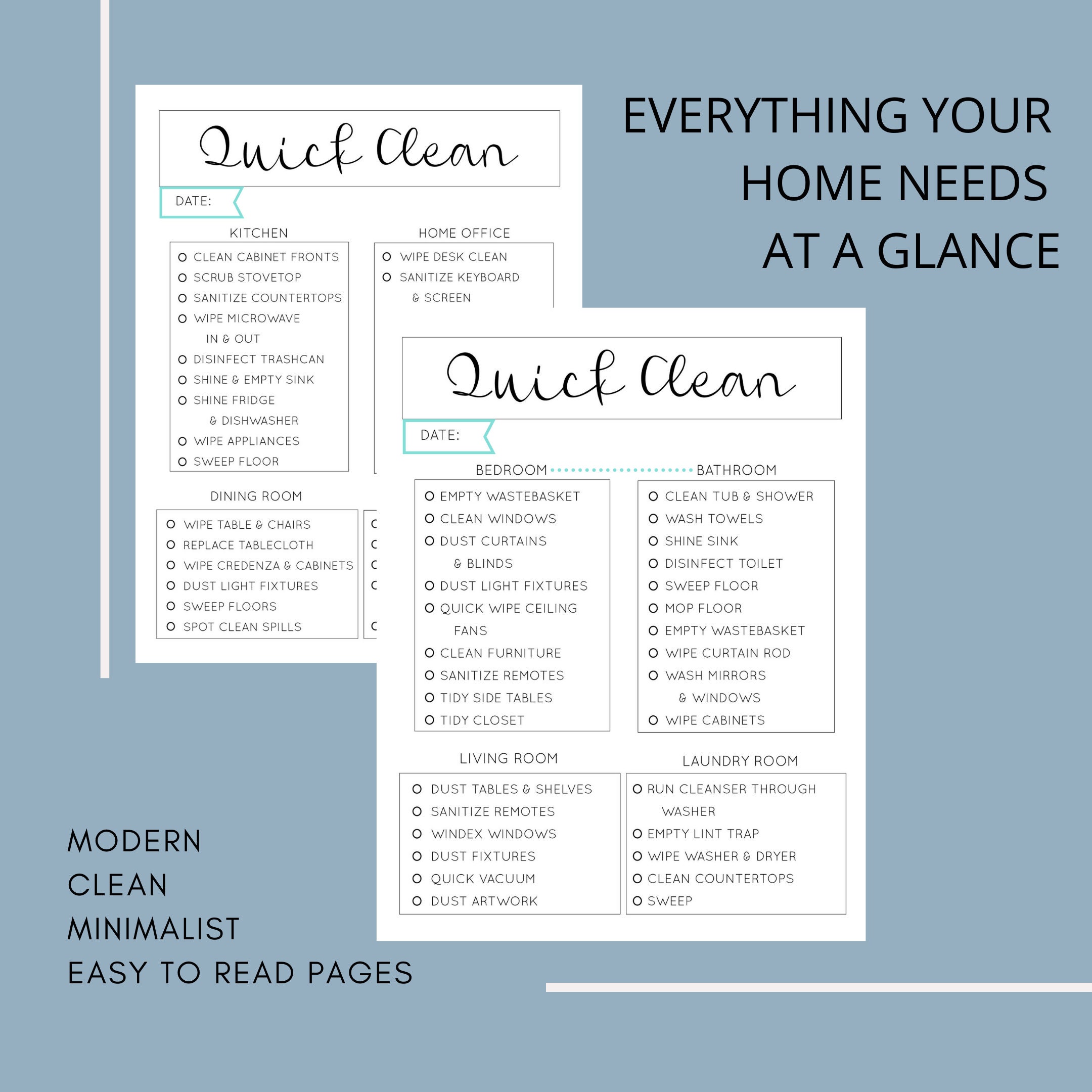 Cleaning Planner Kit House Cleaning Checklist Printable | Etsy