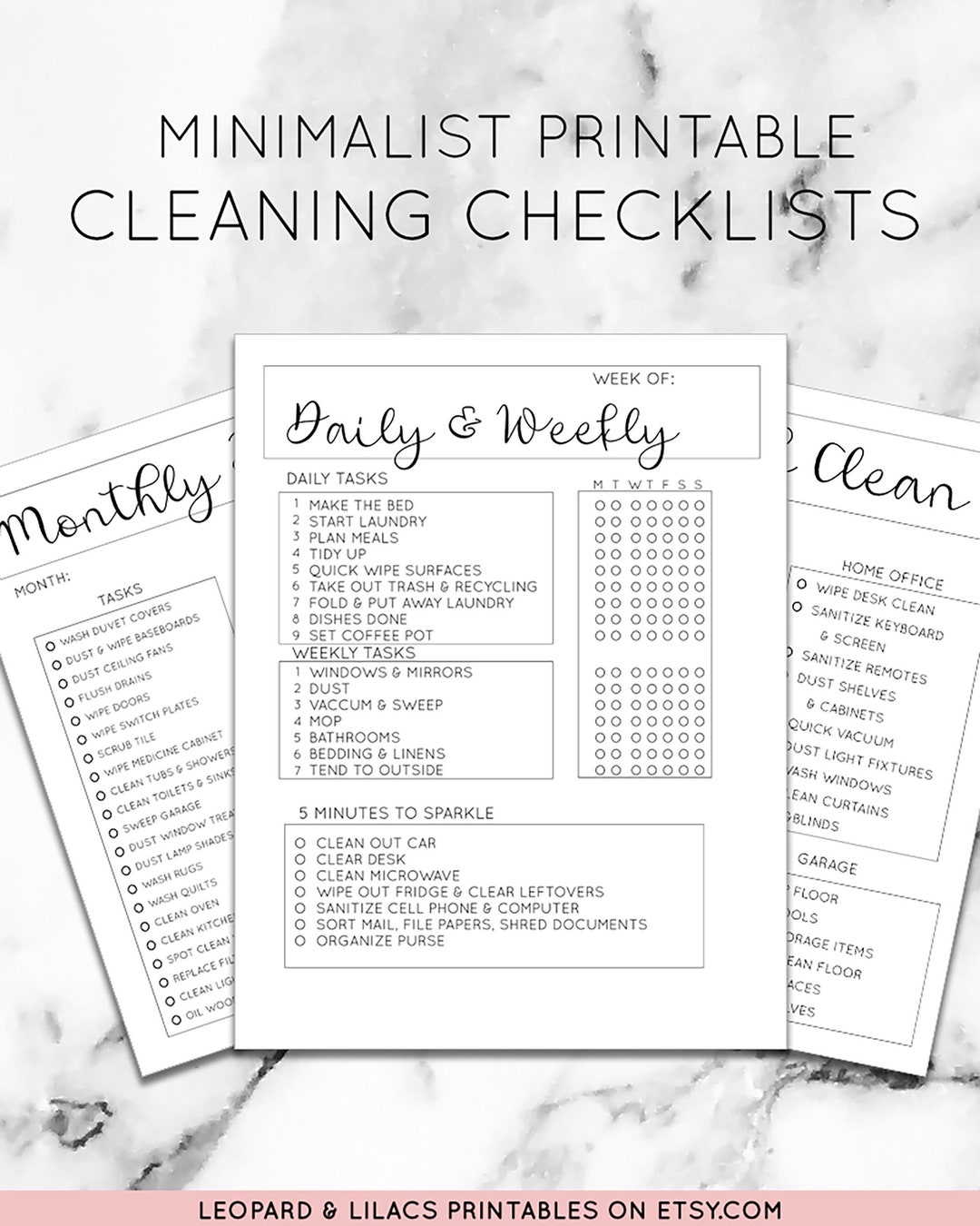 Complete Minimalist House Cleaning Checklist Bundle Planner - Etsy