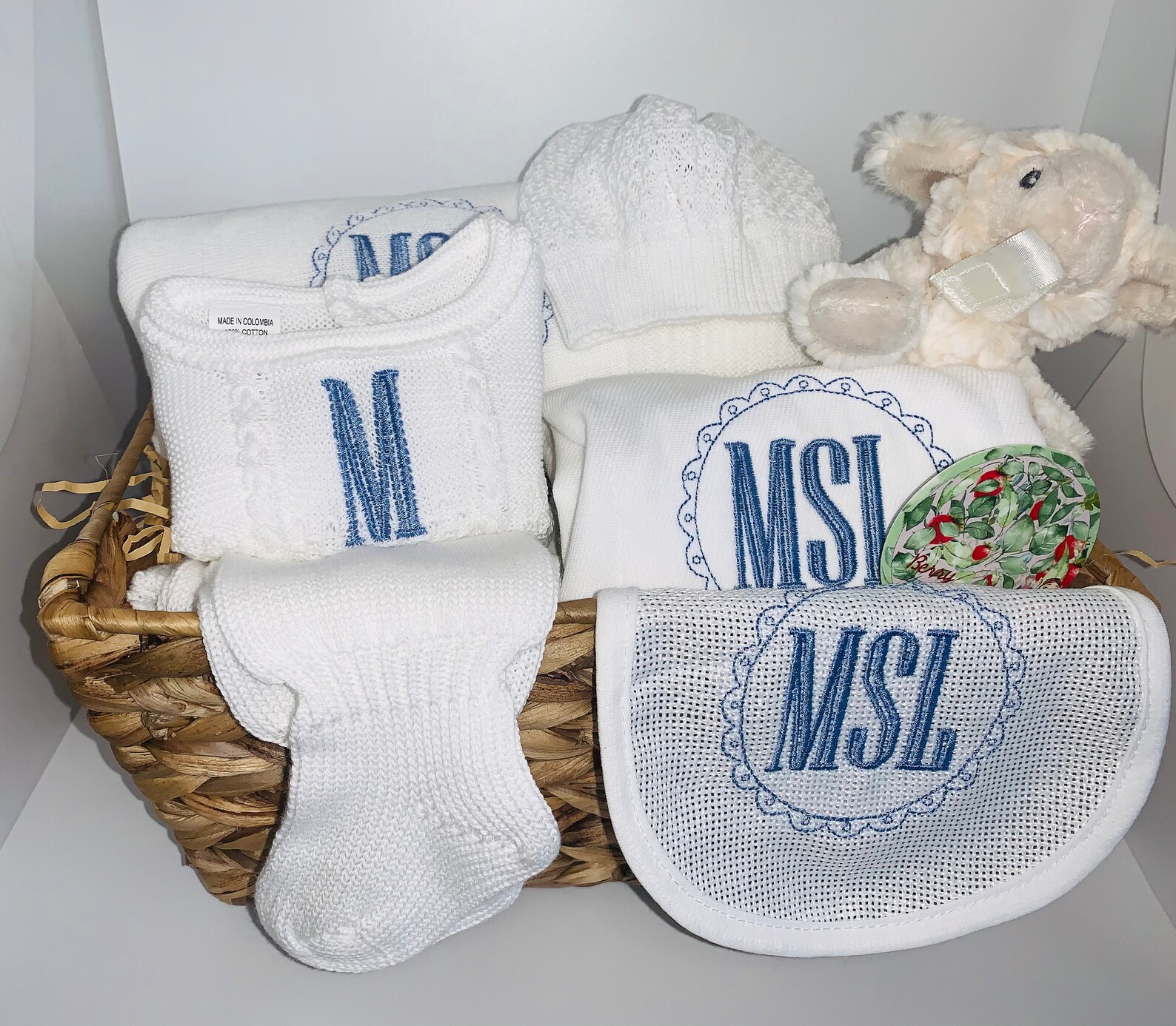 Newborn gift basket with newborn outfit monogrammed Etsy