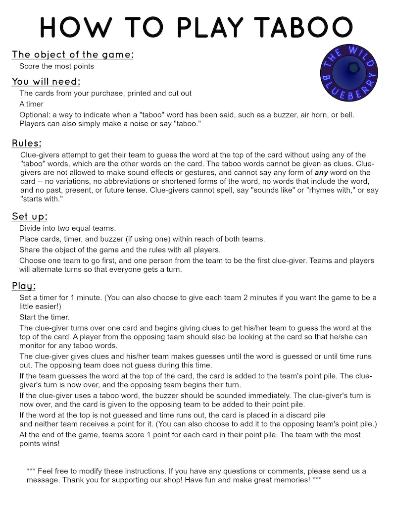 Baby Shower Taboo Baby Shower Game for Adults Gender Reveal Coed Shower