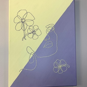 CUSTOM Stickerei Linie Kunst auf Leinwand
