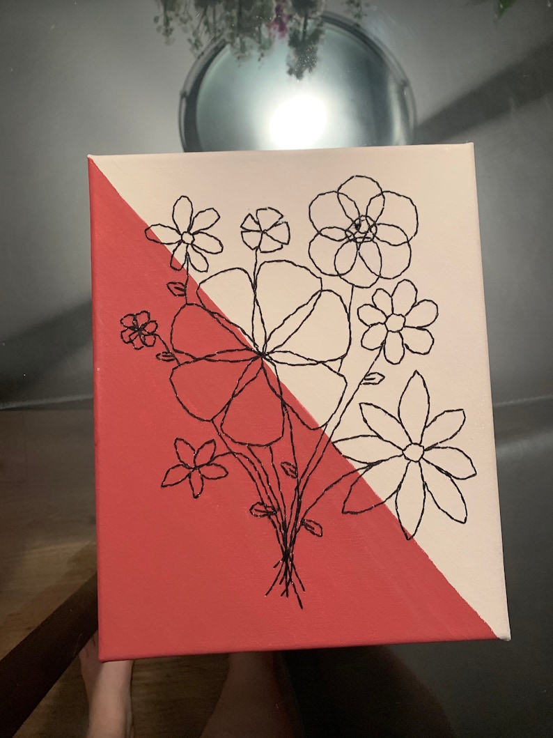 CUSTOM Embroidery Line Art on Canvas Etsy