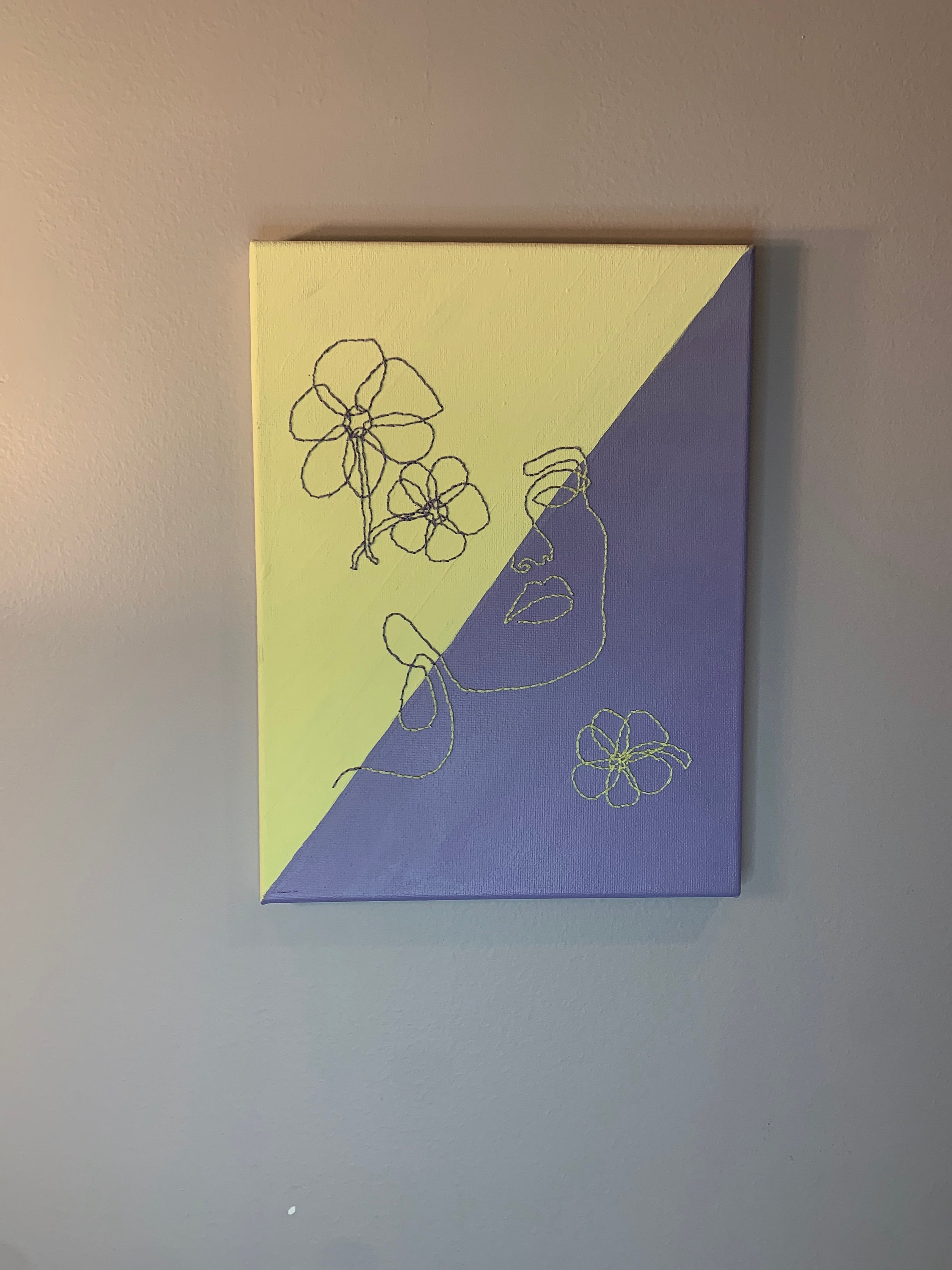 CUSTOM Embroidery Line Art on Canvas Etsy