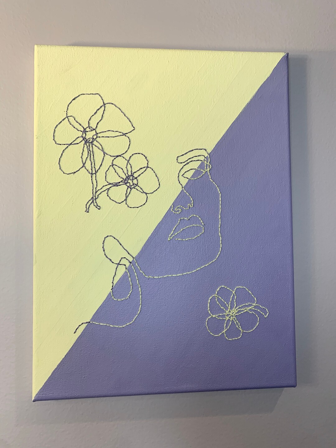 CUSTOM Embroidery Line Art on Canvas Etsy