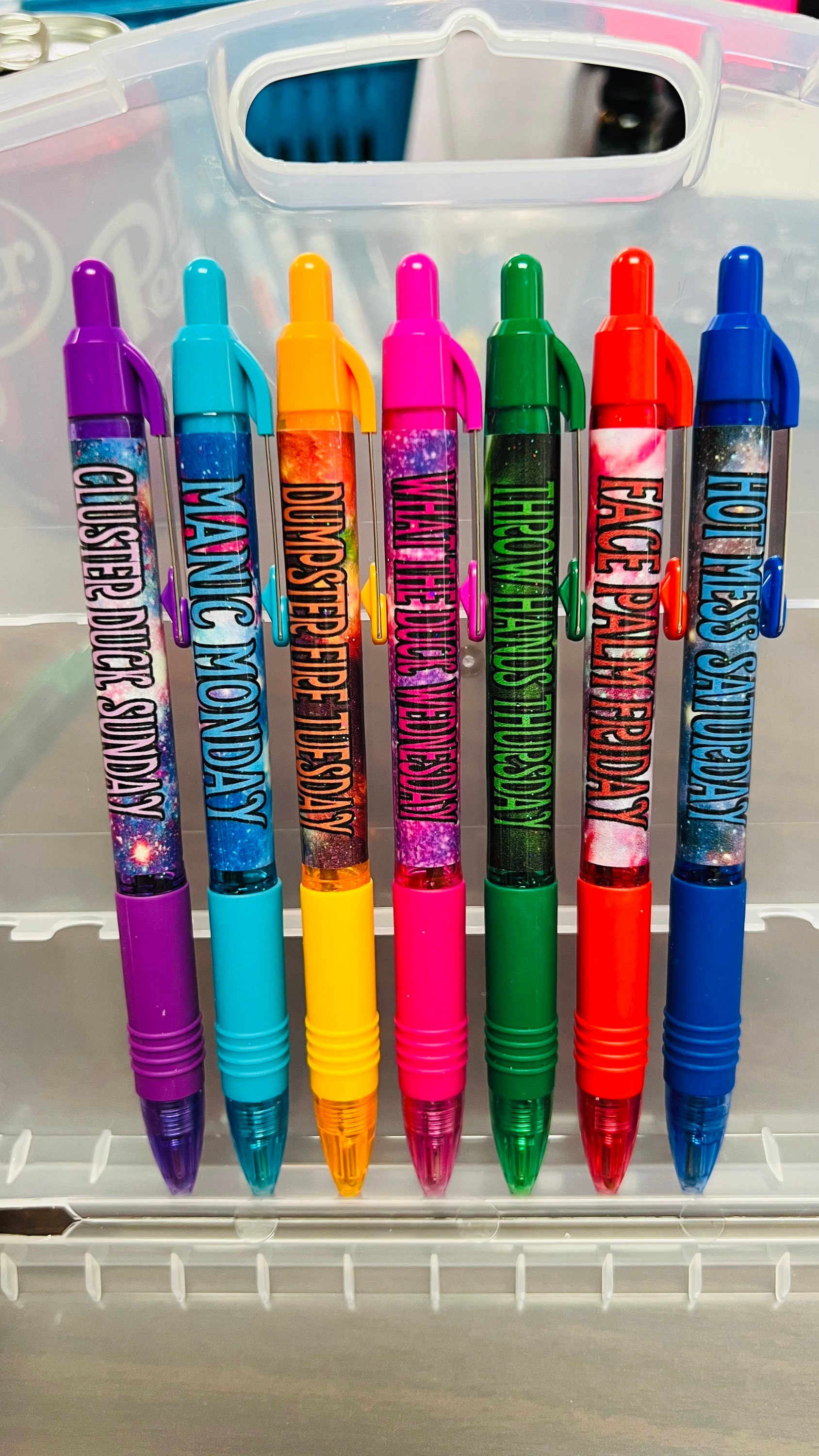 WEEKDAY PENS. Refillable ballpoint pens. Perfect gifts for teachers, office  workers, medical workers etc.