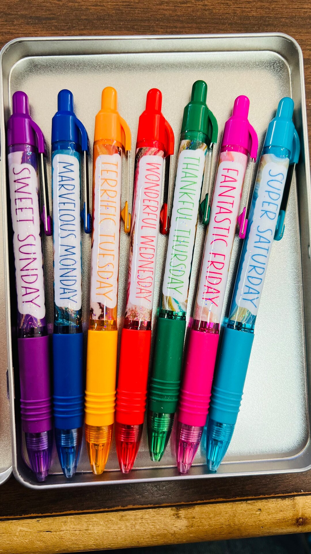 WEEKDAY PENS. Refillable Ballpoint Pens. Perfect Gifts for Teachers, Office Workers, Medical