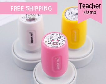 Big Cute Personalized Teacher Stamps | Self Inking Custom Stamps for Teachers | reward stamps | Multiple Design | Classroom Stamps | school
