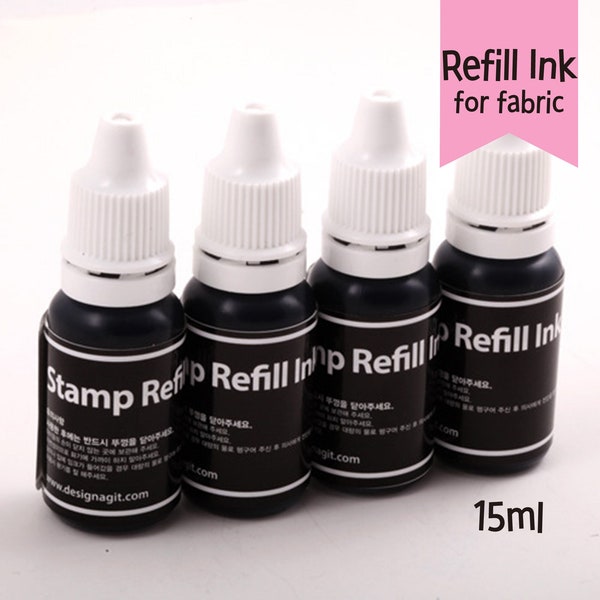 fabric Refill ink for stamp, ink for stamp for clothes, personalized stamp ink refill 15ml