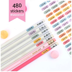 Mini étiquettes IMPERMÉABLES EN COLORÉE pour enfants | Garderie | Etiquettes de nom | Étiquettes personnalisées pour l'école | autocollant prénom | Coréen, Rentrée des classes