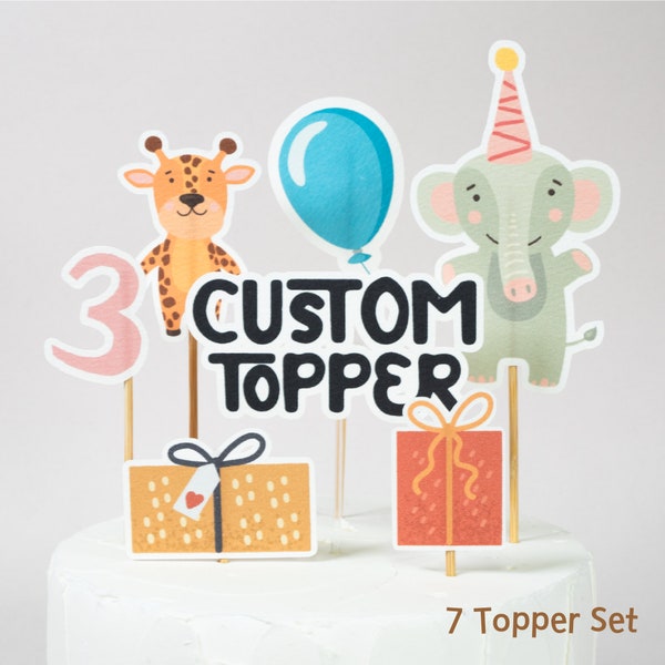 ANIMAL PERSONALIZED CAKE Toppers Set. Kids Name Cake. Baekil. Dohl. Korean, Custom Hangeul Topper. 100Days. 첫돌. 백일. Birthday. Graduation.