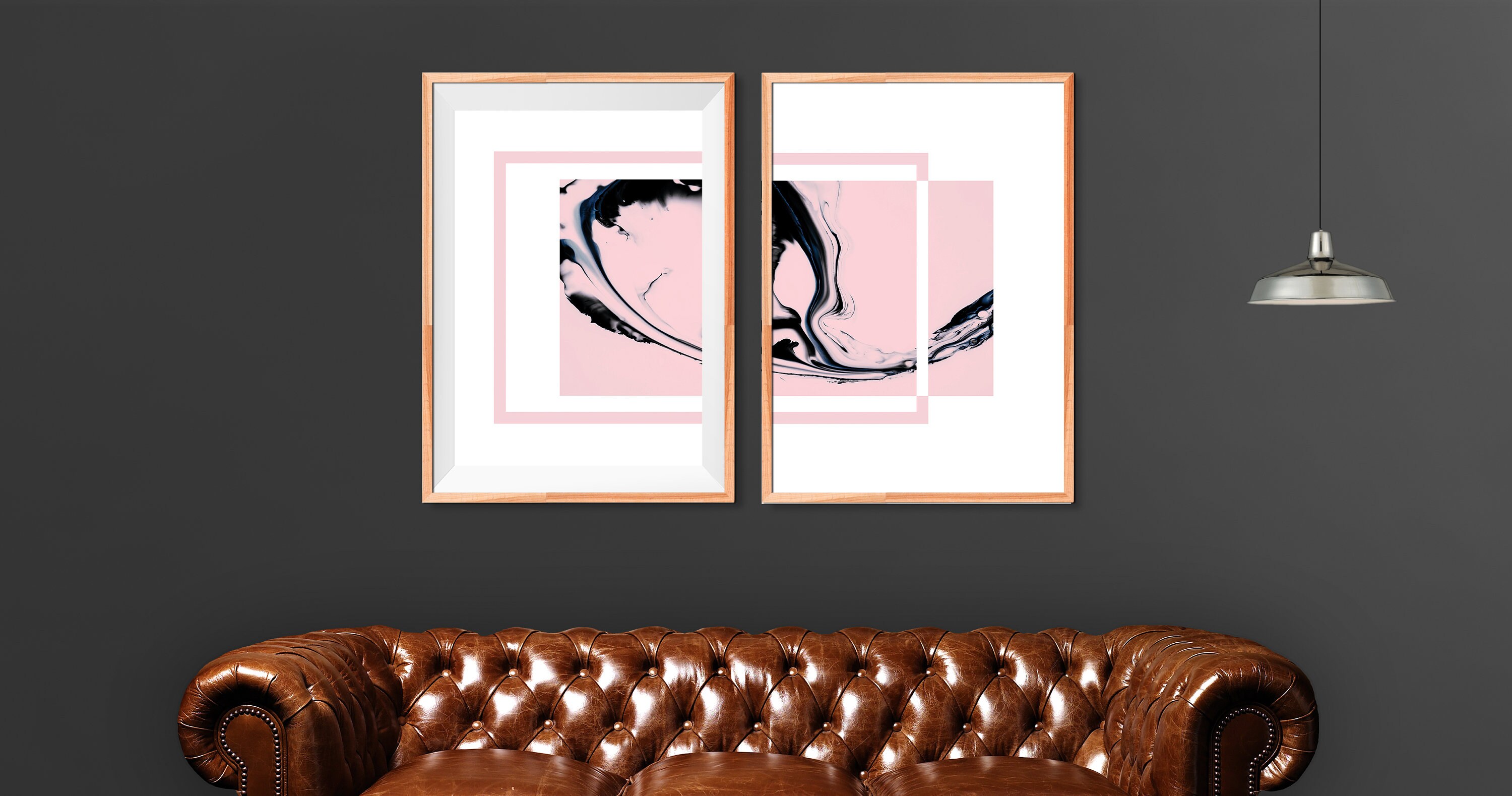 DIY Wall Art Prints Set of 2 Prints Pink Abstract Prints Etsy