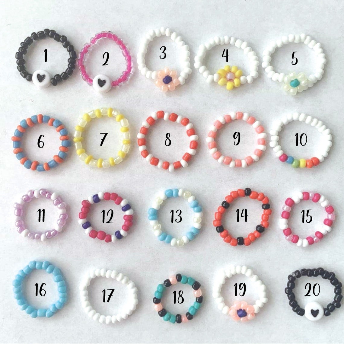 Cute Custom Seed Bead Rings Set of 3 Rings 1 Free Surprise Etsy