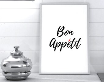 3 Colors Printable Handwritten Bon Appétit Artwork // - Etsy