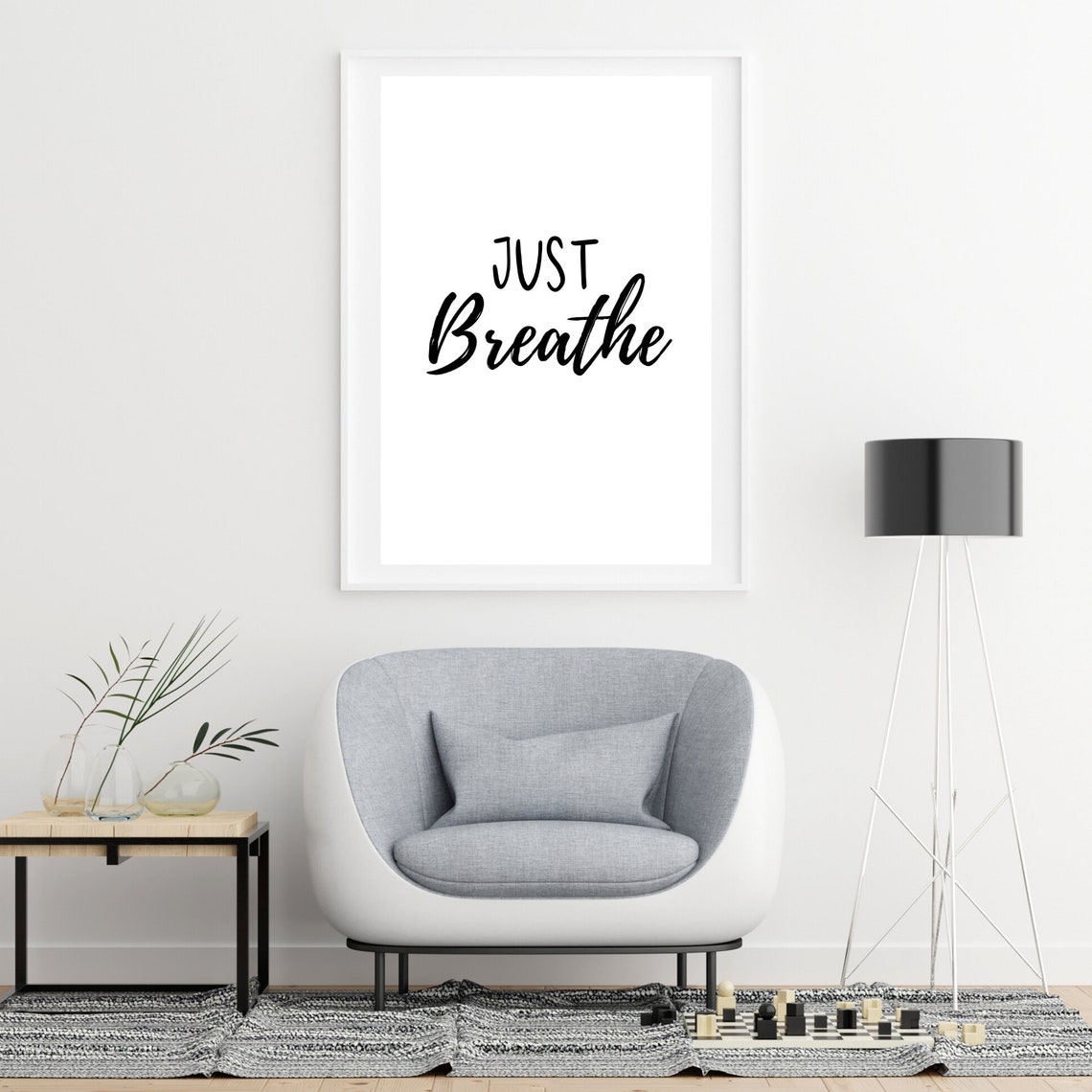Just Breathe Printable Just Breathe Print Typography Print | Etsy