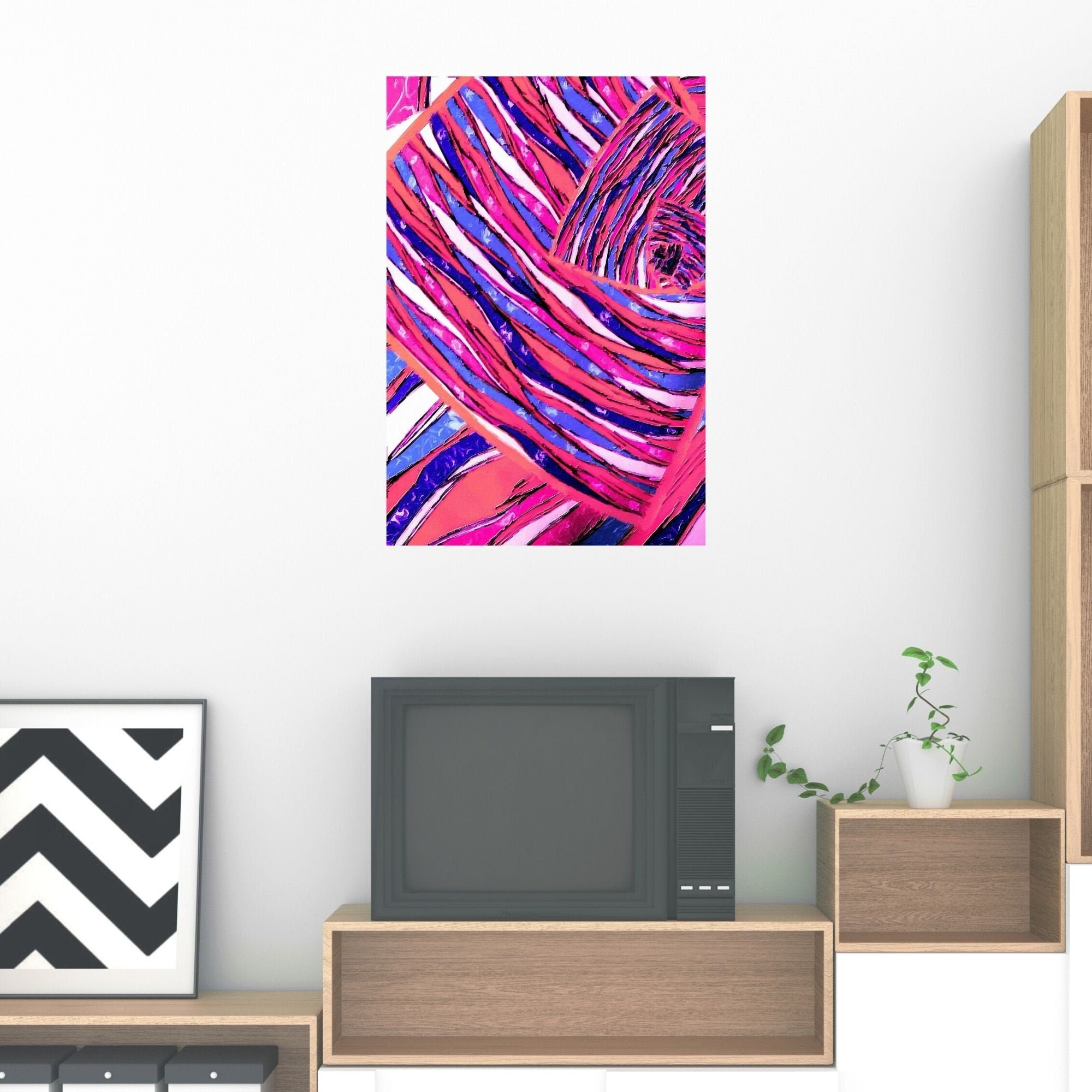 Abstract Pink Painting Hot Pink Wall Art Pink Abstract Etsy
