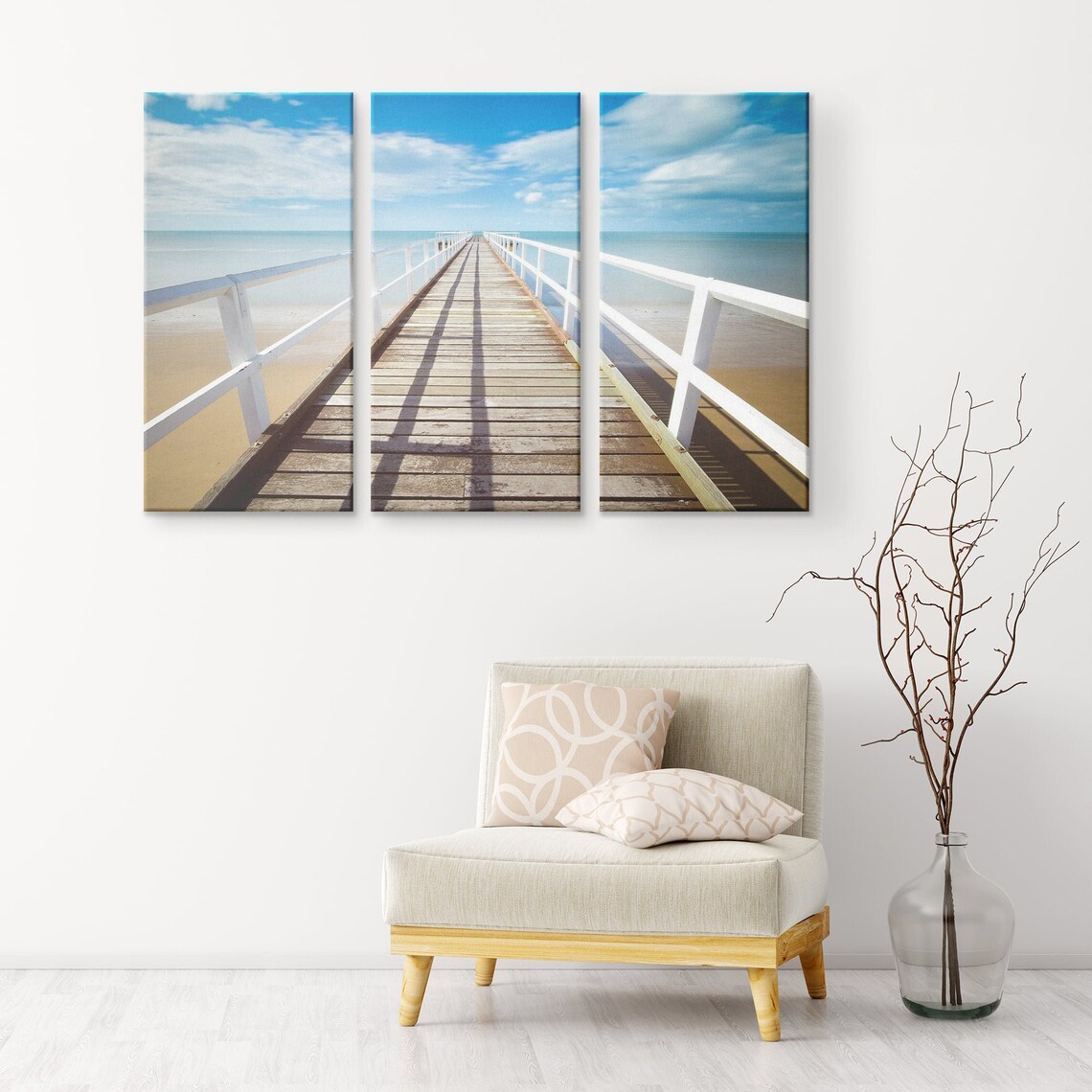Beach Triptych Beach Beach Painting Canvas. 3 Piece Wall Art Etsy