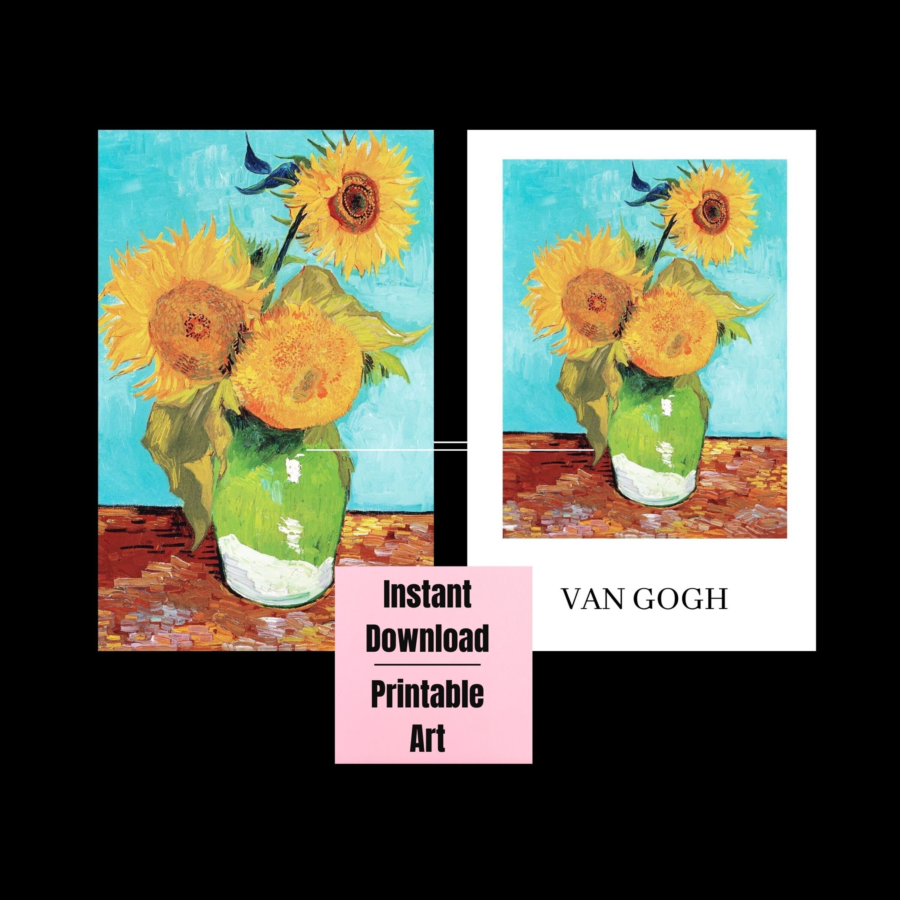 Van Gogh Sunflowers 2 Set Printables Poster and Print Set Etsy