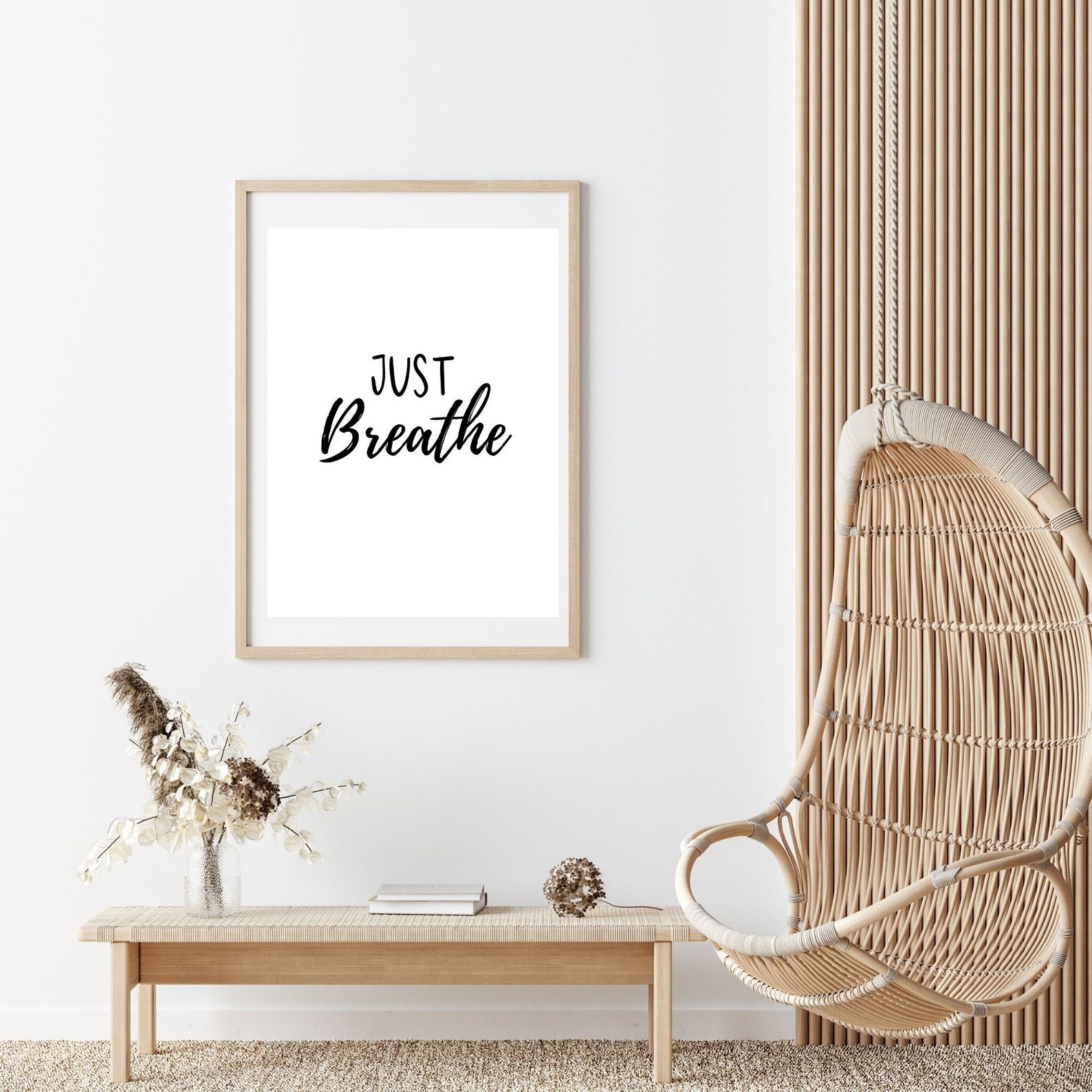 Just Breathe Printable Just Breathe Print Typography Print | Etsy