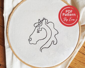馬の刺繍パターン：納屋の庭の動物のDIYデザイン（PDFパターン