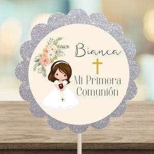 Mi Primera Comunion Stickers, My First Communion, Baptism Stickers,  Personalized Communion Thank You Stickers Girl Communion 