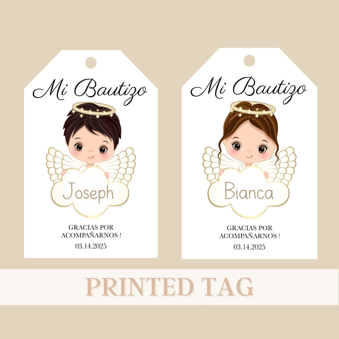 Mi Bautizo Thank You Tags, Printed Mi Bautizo Etiquetas, Imprimidas 2 X ...