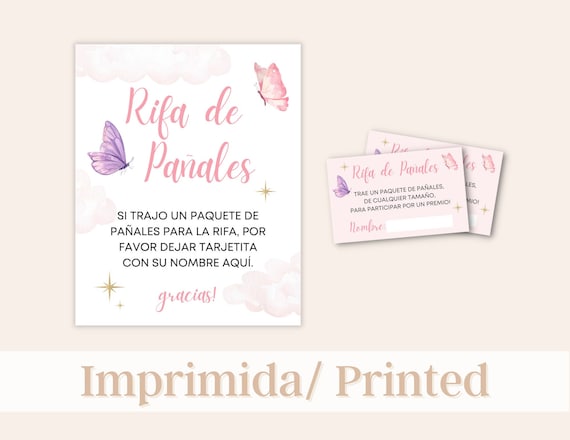 Diaper Raffles Spanish Rifas Para Pañales Baby Shower in 