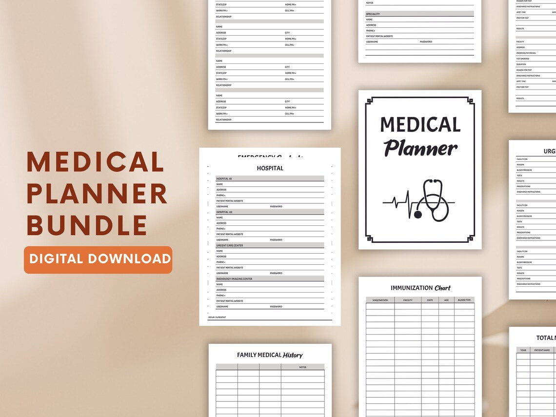 Medical Planner PRINTABLE DIGITAL Files for Medical Emergency Binder ...
