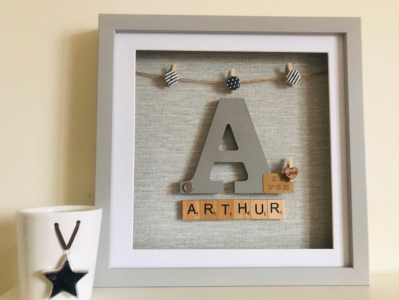 Personalised Scrabble Box Picture Frame; New Baby, Baby Boy ...