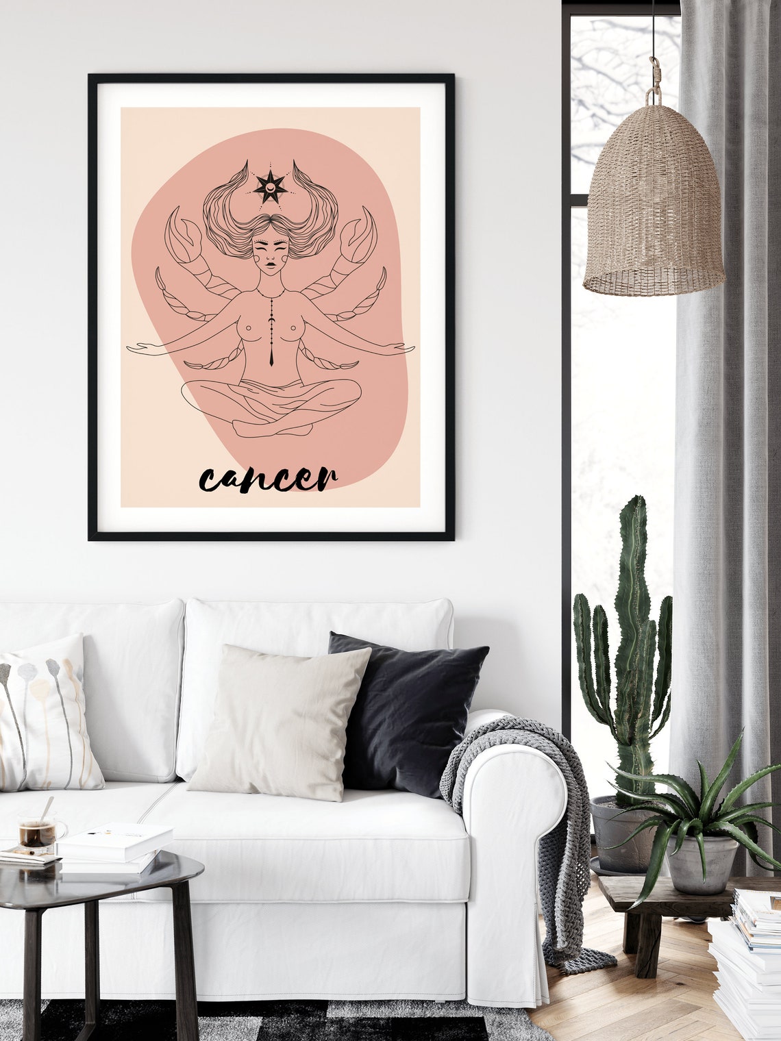 Cancer Printable Wall Art on Pink Background Cancer Zodiac Etsy