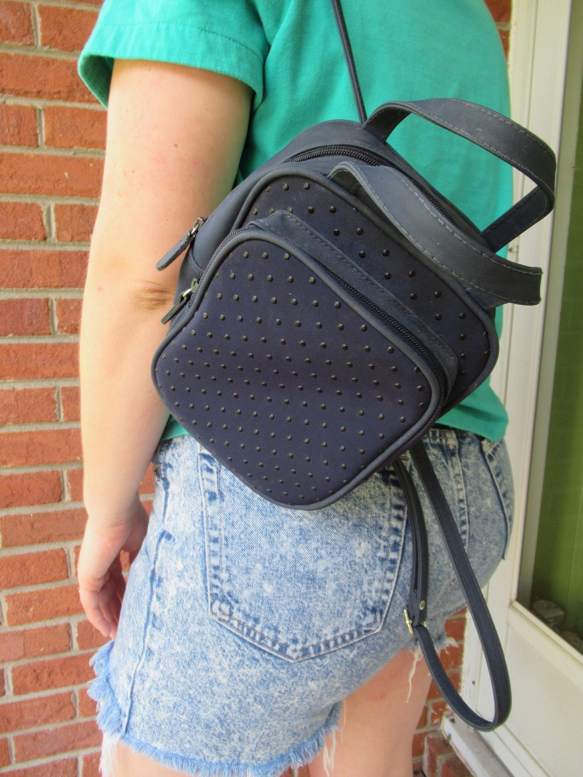 Y2K Mini Backpack Purse // Blue Vintage Backpack // 90's Etsy