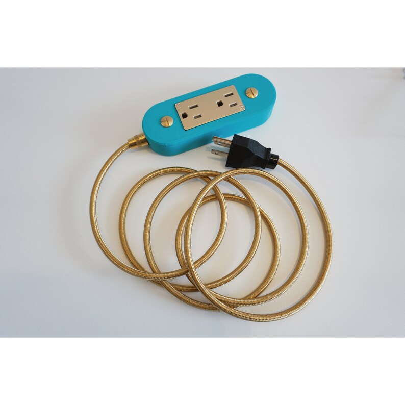 Teal & Gold Wall Outlet Extension Cord Etsy