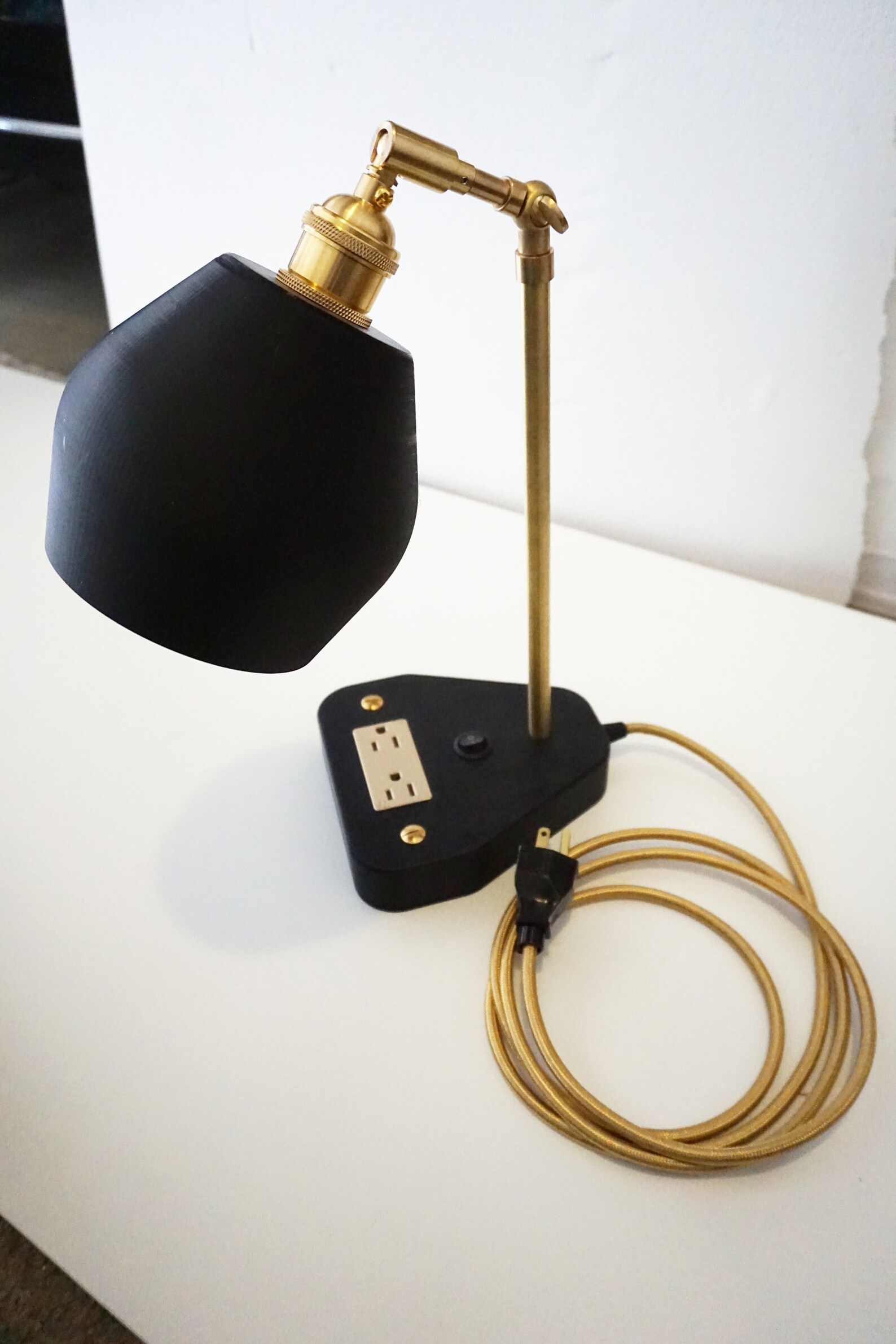 Black and Gold Plug Desk lamp with outlet Etsy