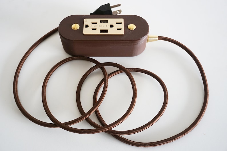 Brown & Gold Wall Outlet Extension Cord Etsy