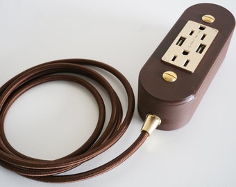 Brown & Gold Wall outlet Extension cord