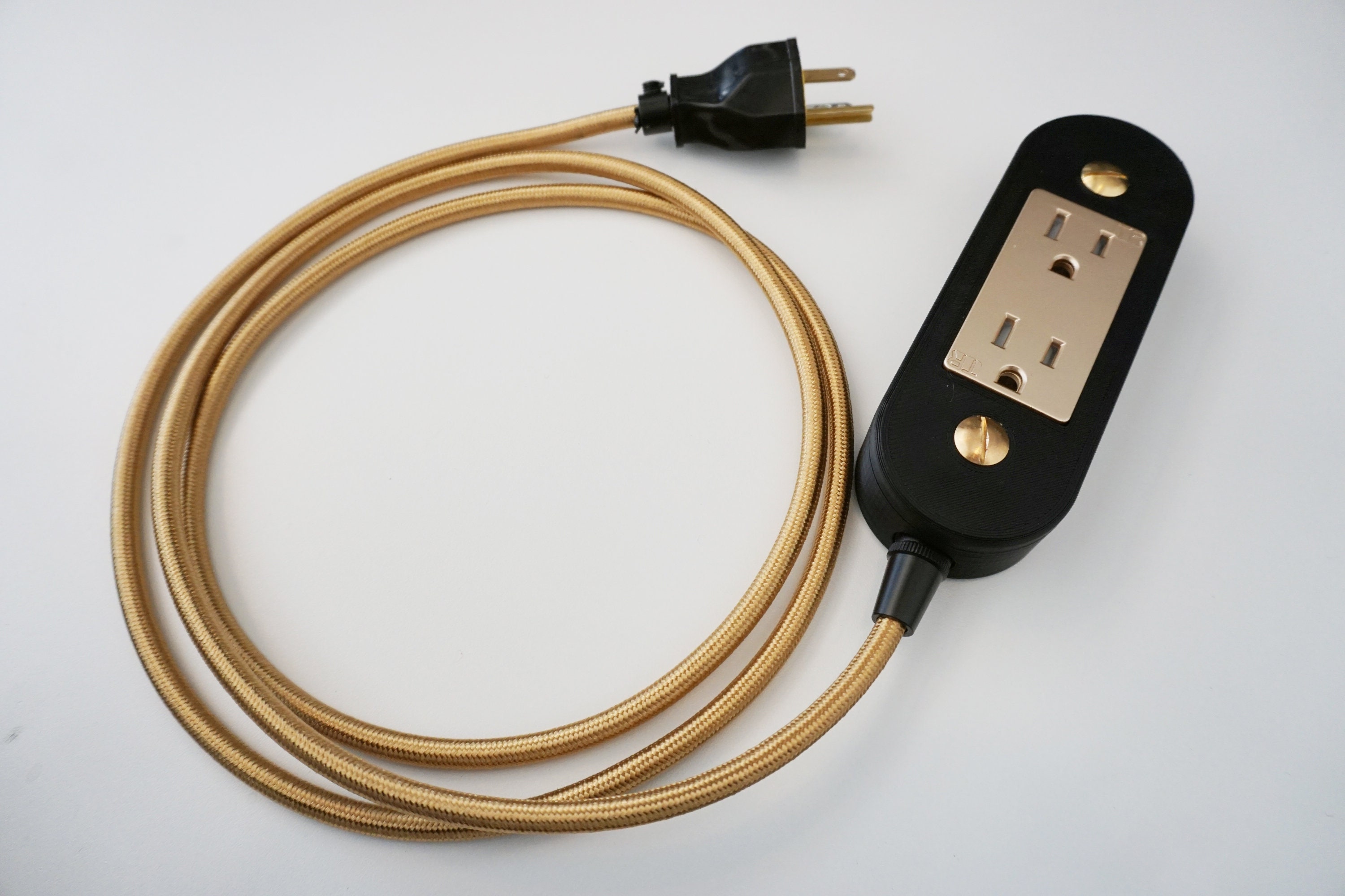 Gold & Black Wall Outlet Extension Cord Etsy