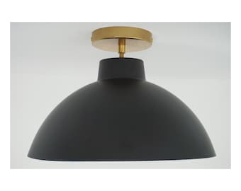 Modern Dome Ceiling Flush Mount in Black & Gold