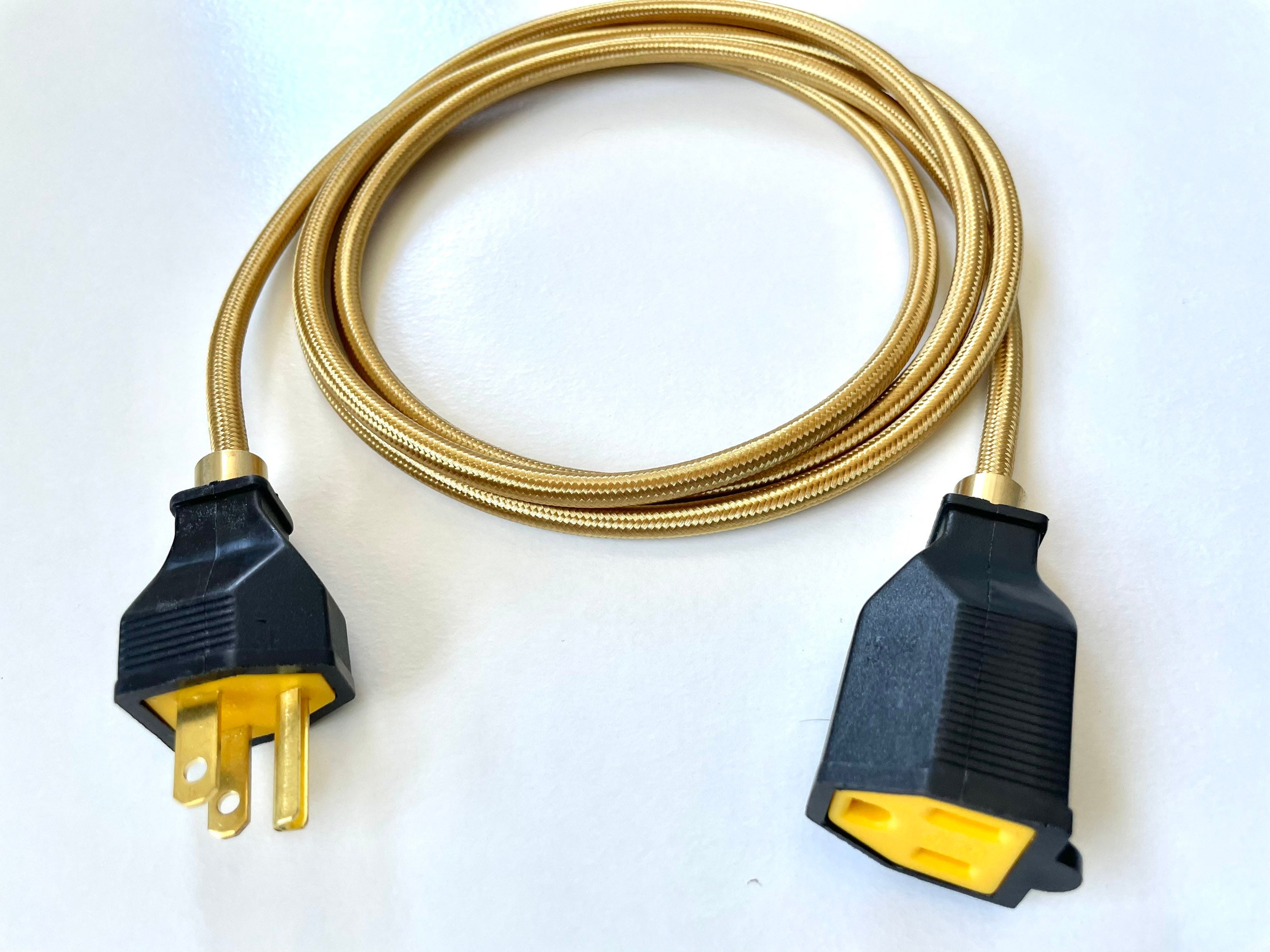 Rallonge électrique tissée vintage 2m (noir et jaune)
