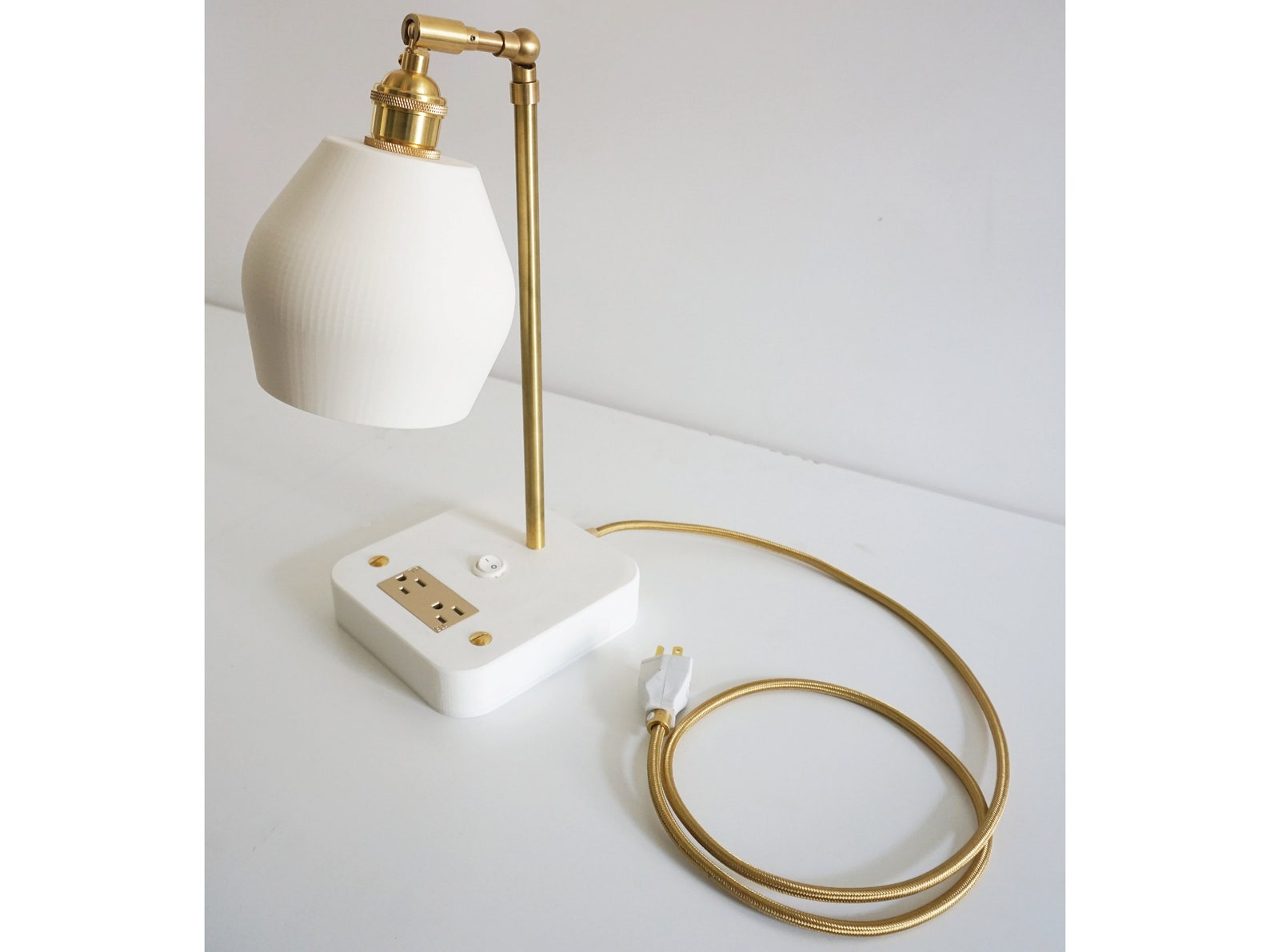 White & Gold Plug Desk lamp with outlet Etsy