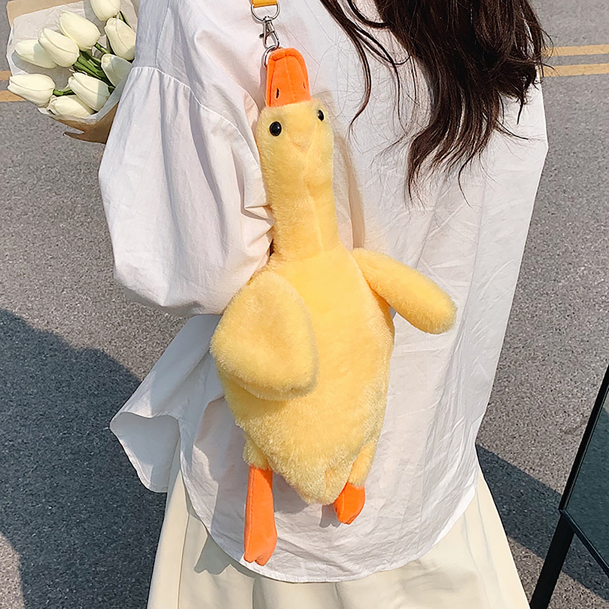 Plush Duck Design Sandwich Shaped Crossbody Bag