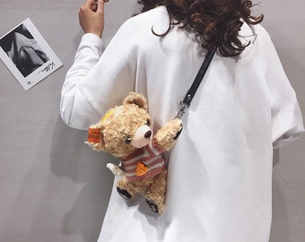 Bear Stylish Backpack Autumn New Kawaii Stuffed Bear Doll Bag Bithday Gift 